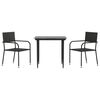 vidaXL 3-tlg. Garten-Essgruppe Schwarz Poly Rattan und Stahl