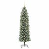 vidaXL K&uuml;nstlicher schlanker Weihnachtsbaum Gr&uuml;n und Wei&szlig; 180 cm