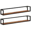 vidaXL Wandregale 2 Stk. 110x17x17 cm Massivholz Akazie und Eisen