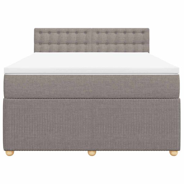 vidaXL Boxspringbett mit Matratze Taupe 160x200 cm Stoff