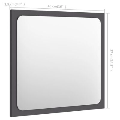 vidaXL Badspiegel Grau 40x1,5x37 cm Holzwerkstoff