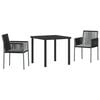 vidaXL Garten Essgruppe 3 stk. Schwarz PE-Rattan