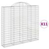 vidaXL Gabionen mit Hochbogen 11 Stk 200x30x180/200cm Verzinktes Eisen