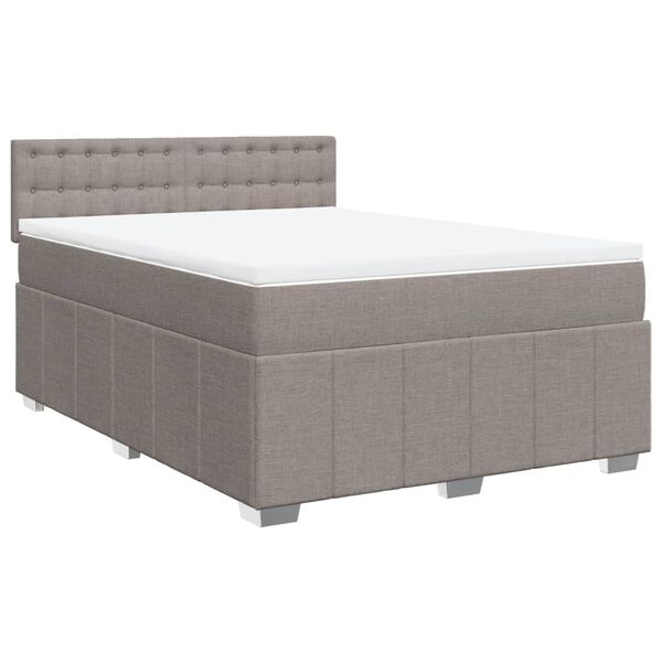 vidaXL Boxspringbett mit Matratze Taupe 140x190 cm Stoff