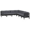 vidaXL 7-tlg. Garten-Lounge-Set mit Kissen Schwarz Kiefer Massivholz