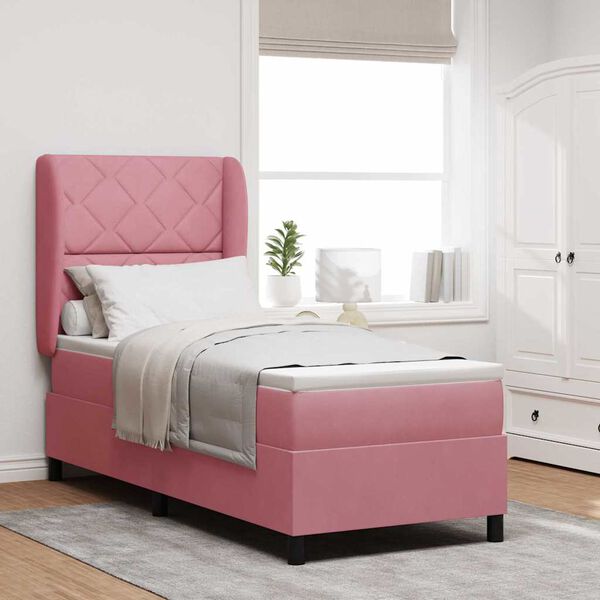 vidaXL Boxspringbett mit Matratze Rosa 200 x 80 cm Polyester