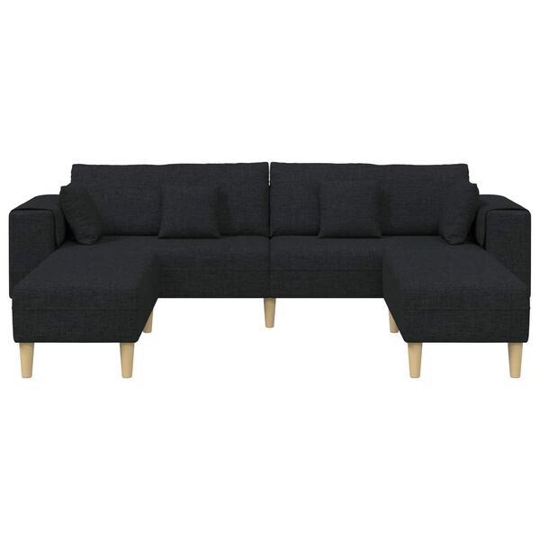 vidaXL Sofa mit Kissen 3 pcs Schwarz Stoff