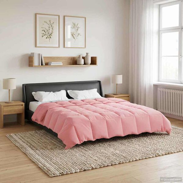 vidaXL Sommerdecke Gepolstert Rosa 220 x 260 cm Mikrofaser