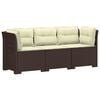 vidaXL 3-Sitzer Garten Sofa mit Kissen Rattan-Look PP Braun