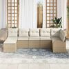 vidaXL Garten-Sofa-Set 7 pcs Beige Poly Rattan