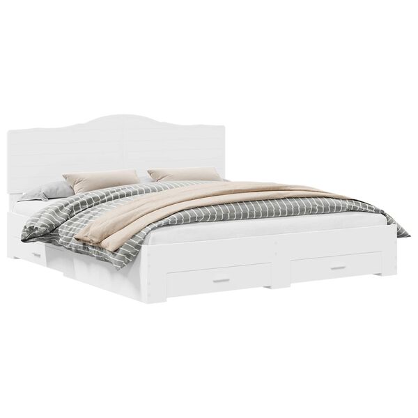 vidaXL Bettrahmen mit Kopfteil Wei&szlig; 200 x 200 cm Holzwerkstoff