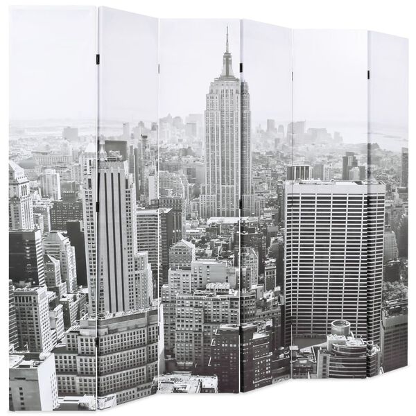 vidaXL Raumteiler klappbar 228 x 170 cm New York bei Tag Schwarz-Wei&szlig;