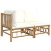 vidaXL 2-tlg. Garten-Lounge-Set mit Cremewei&szlig;en Kissen Bambus