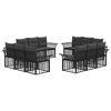 vidaXL Outdoor-Sofagarnitur 12 pcs Schwarz und Dunkelgrau Polyester