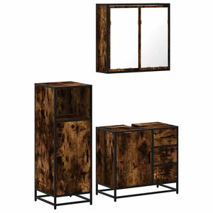 vidaXL 3-tlg. Badm&ouml;bel-Set R&auml;uchereiche Holzwerkstoff