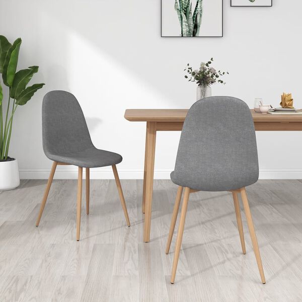 vidaXL Esszimmerst&uuml;hle 2 Stk. Hellgrau Stoff