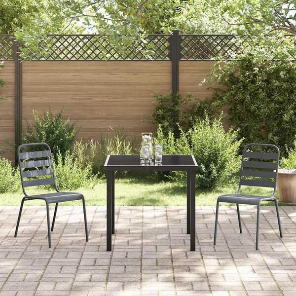 vidaXL Garten Essgruppe 3 pcs Anthrazit Pulverbeschichteter Stahl