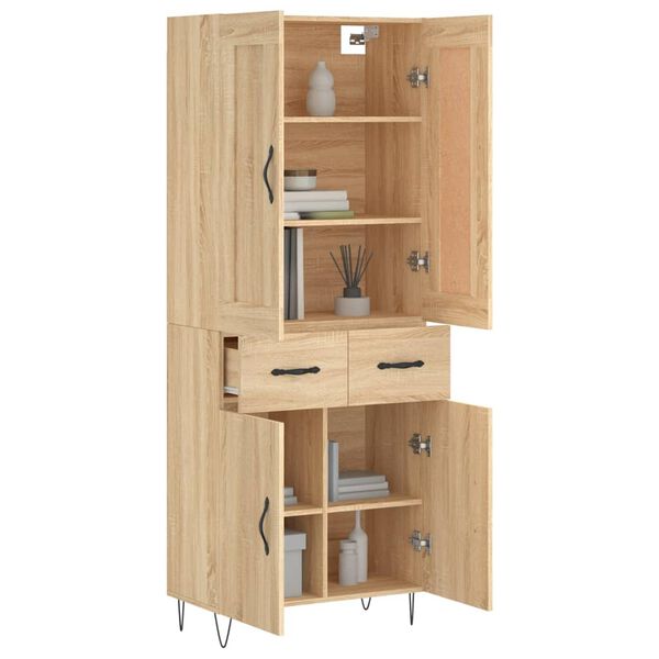 vidaXL Highboard Sonoma-Eiche 69,5x34x180 cm Holzwerkstoff