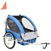 vidaXL 2-in-1 Fahrradanh&auml;nger und Kinderwagen Blau und Grau