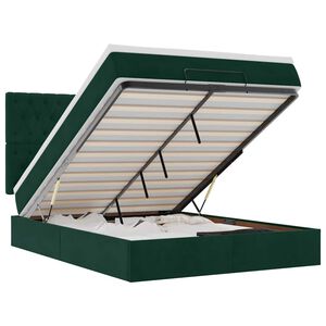 vidaXL Ottoman-Bett mit Matratzen & LEDs Dunkelgr&uuml;n 140x200 cm Samt