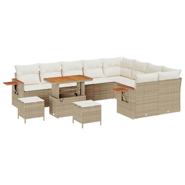 vidaXL Garten-Sofa-Set 12 pcs Beige und Creme 90 x 55 x 71 cm