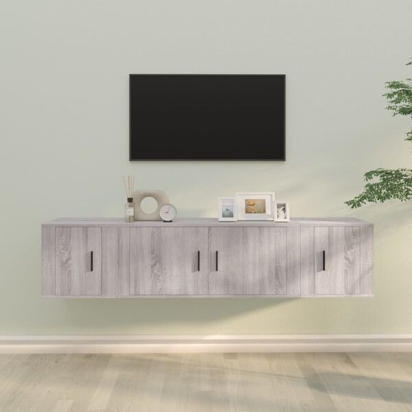 vidaXL 3-tlg. TV-Schrank-Set Grau Sonoma Holzwerkstoff