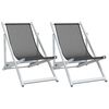 vidaXL Strandst&uuml;hle 2 Stk. Klappbar Grau Aluminium und Textilene