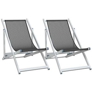 vidaXL Klappst&uuml;hle, 2 St&uuml;ck, graues Aluminium und Textilene