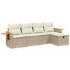 vidaXL 5-tlg. Garten-Sofagarnitur mit Kissen Beige Poly Rattan