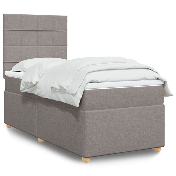 vidaXL Boxspringbett mit Matratze Taupe 90x200 cm Stoff