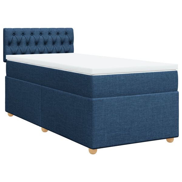 vidaXL Boxspringbett mit Matratze Blau 90x190 cm Stoff