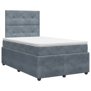 vidaXL Boxspringbett mit Matratze Dunkelgrau 120 x 200 cm Samt