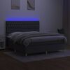 vidaXL Boxspringbett mit Matratze & LED Dunkelgrau 160x200 cm Stoff