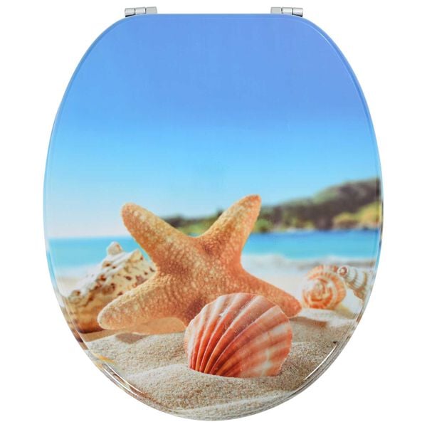 vidaXL Toilettensitz Himmelblau 44 x 38 cm MDF-Platte