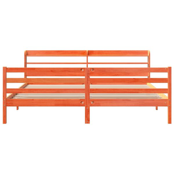 vidaXL Massivholzbett ohne Matratze Wachsbraun 200x200 Kiefernholz