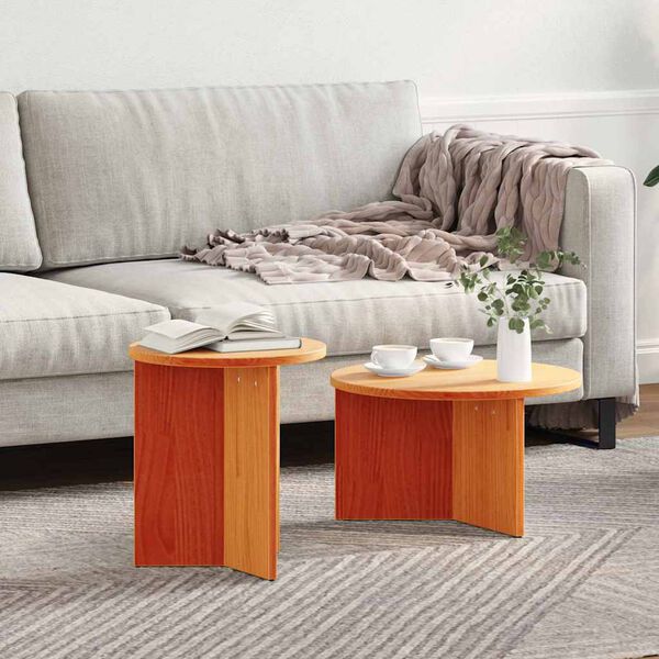 vidaXL Couchtisch 2 pcs Wachsbraun Massivholz Kiefer