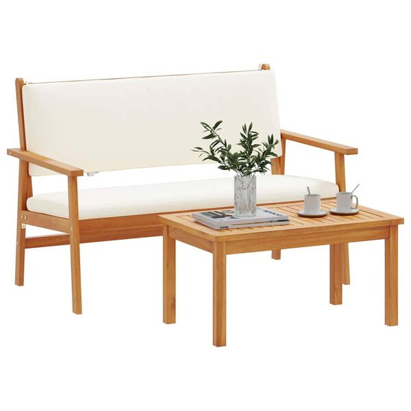 vidaXL Gartensofa-set mit Kissen 2 pcs Cremewei&szlig; Massivholz Akazie
