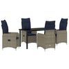 vidaXL Tisch- und Stuhlset mit Kissen 5 pcs Grau PE-Rattan