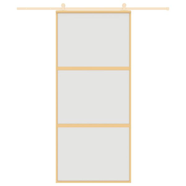 vidaXL Schiebet&uuml;r Golden 90x205 cm Matt ESG-Glas und Aluminium