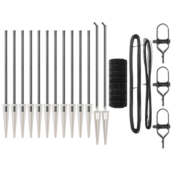 vidaXL Zaun mit Pfosten Grau 1 x 25 m Stahl und PVC