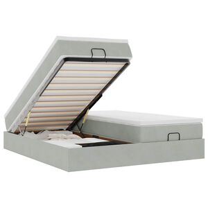 vidaXL Ottoman-Bett mit Matratzen Hellgrau 180x200 cm Samt