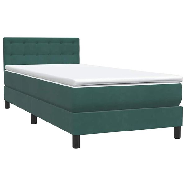 vidaXL Boxspringbett mit Matratze Dunkelgr&uuml;n 100x220 cm Samt