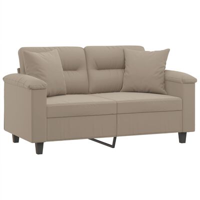 vidaXL 2-Sitzer-Sofa mit Kissen Taupe 120 cm Mikrofasergewebe