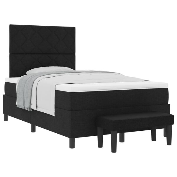 vidaXL Boxspringbett mit Matratze Schwarz 120 x 190 cm Stoff