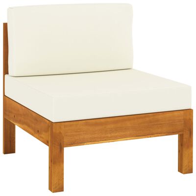 vidaXL 4-Sitzer-Gartensofa mit Cremeweißen Auflagen Massivholz Akazie
