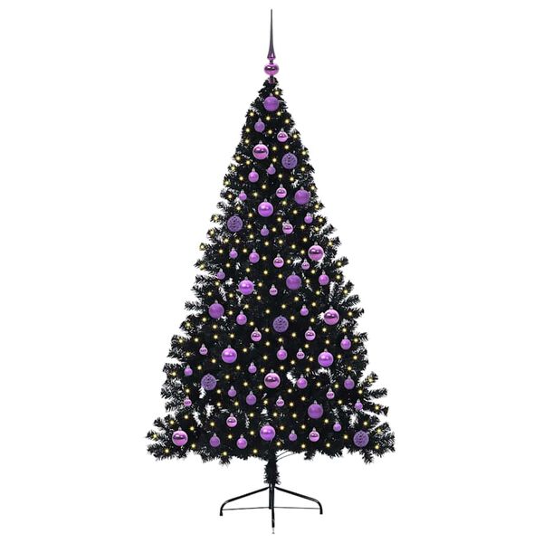 vidaXL K&uuml;nstlicher vorbeleuchteter Weihnachtsbaum Schwarz 180 cm PVC