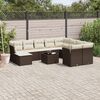 vidaXL 11-tlg. Garten-Sofagarnitur mit Kissen Braun Poly Rattan