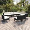 vidaXL 12-tlg. Garten-Lounge-Set mit Auflagen Poly Rattan Schwarz