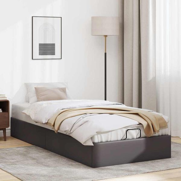vidaXL Ottoman-Bett ohne Matratze Grau 100x200 cm Kunstleder