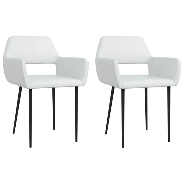 vidaXL Esszimmerst&uuml;hle 2 Stk. Wei&szlig; Kunstleder